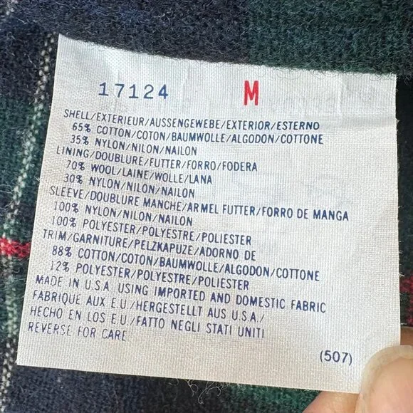 Vintage Woolrich Waxed Cotton Raincoat Jacket Women's M Olive Green Wool Tartan - Picture 6 of 10